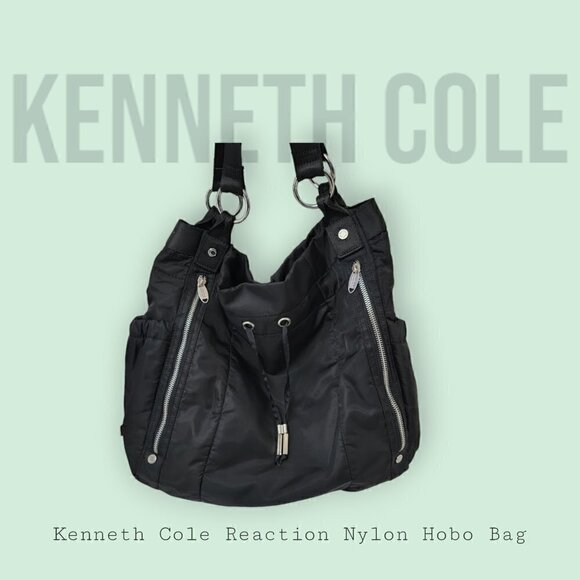 Great Lightweight Kenneth Cole Reaction Drawstring Hobo Bag - Nylon - Picture 1 of 14